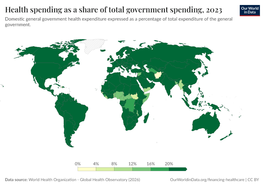 A thumbnail of the "Health spending as a share of total government spending" chart