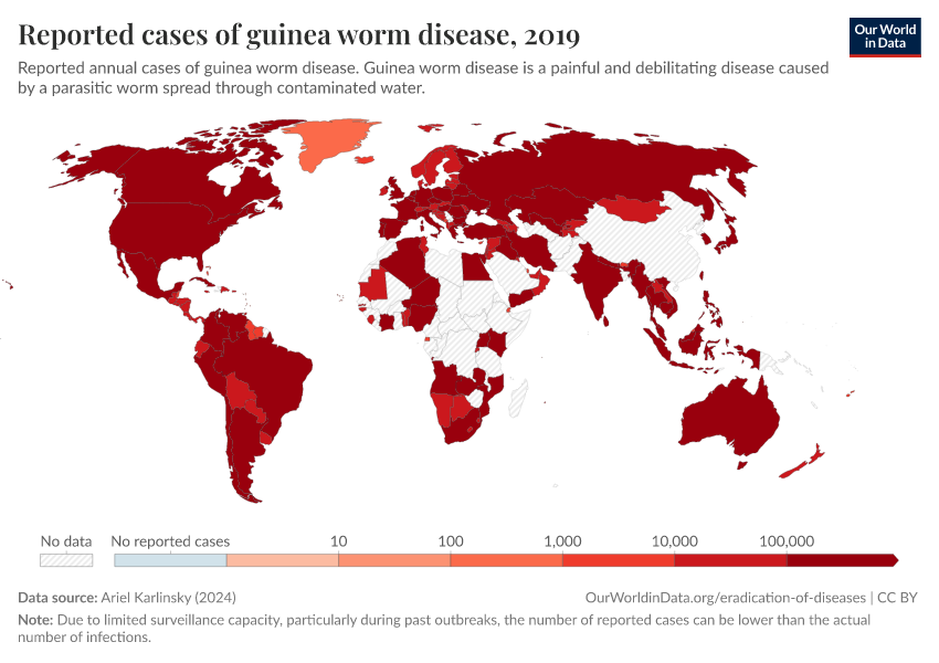 A thumbnail of the "Reported cases of guinea worm disease" chart