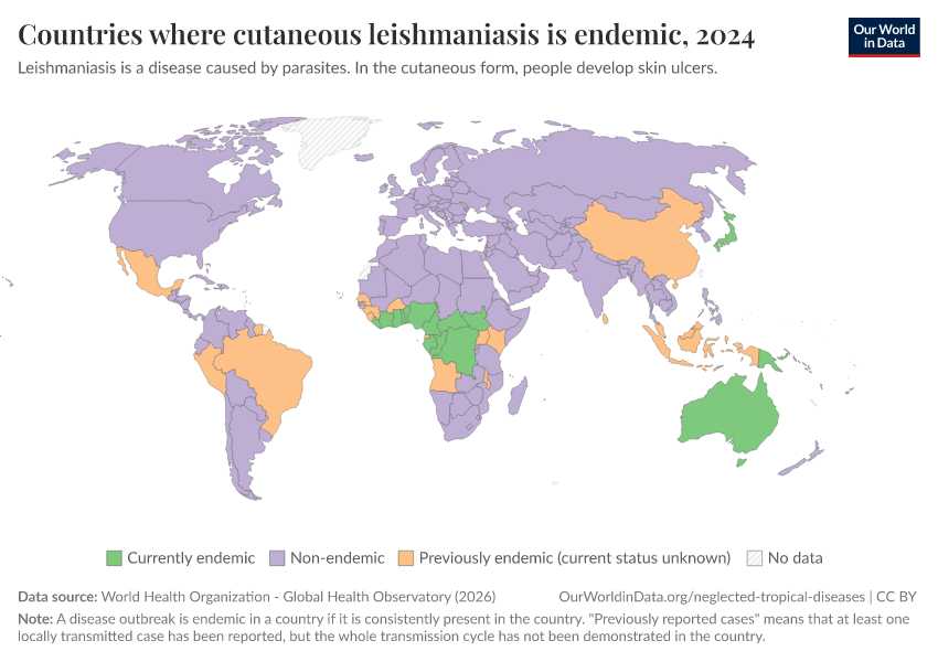A thumbnail of the "Countries where cutaneous leishmaniasis is endemic" chart